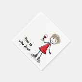 Partystickfigur Mädchen mit Weinglas Serviette (Ecke)
