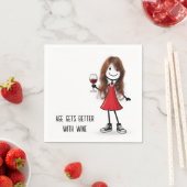 Partystickfigur Mädchen mit Weinglas Serviette (Beispiel)