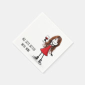 Partystickfigur Mädchen mit Weinglas Serviette (Ecke)
