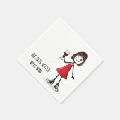 Partystickfigur Mädchen mit Weinglas Serviette (Ecke)