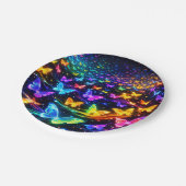 Partyteller Neon Schmetterlingsmotiv (Schrägansicht)