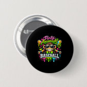 Partytier Baseball Eiscreme tropft lustiger Affe Button (Vorne & Hinten)