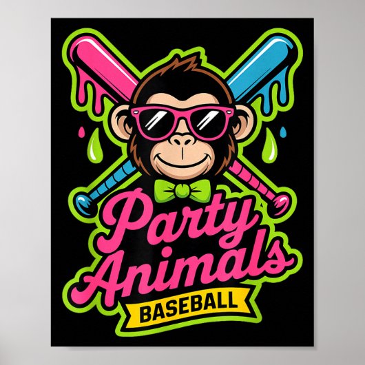 Partytier Baseball lustiger Affe lebendige Schleim Poster (Vorne)