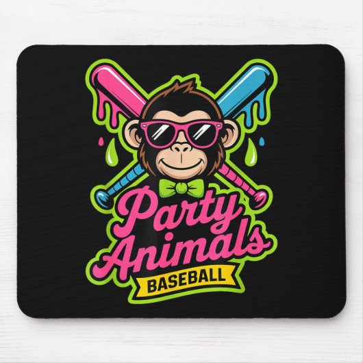 Partytier Baseball lustiger Affe lebendiger Schlei Mousepad (Vorne)
