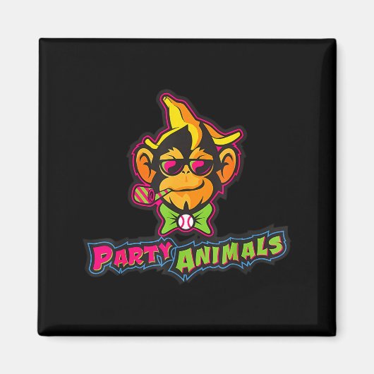 Partytier Baseballaffe Magnet (Vorne)