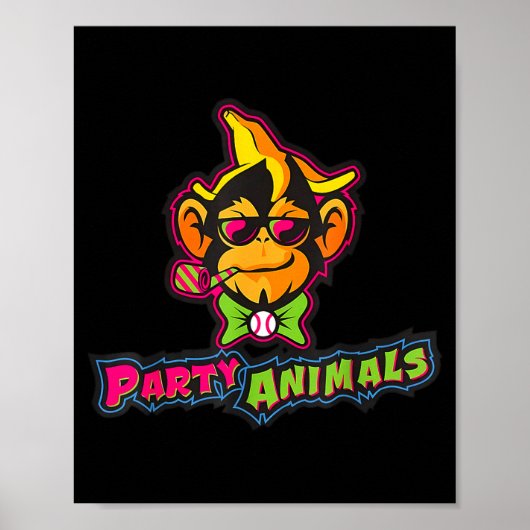 Partytier Baseballaffe Poster (Vorne)