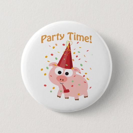 Partytime Konfetti Schwein Button (Vorderseite)