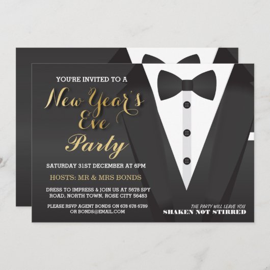 Partytuxedo-Bogen-Krawatten-Abendessen des Einladung (Vorne/Hinten)