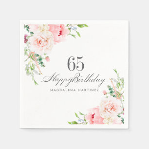 Partyzubehör für den 65. Geburtstag Pink Floral Cu Serviette