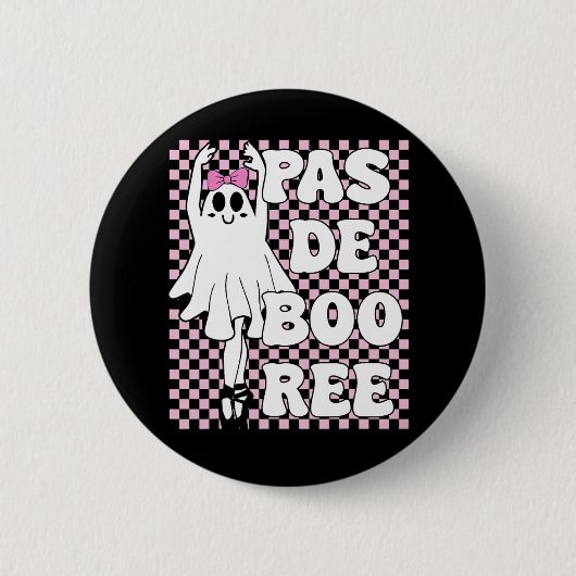 Pas De Boo-free Funny Retro Ballet Ghosts Hallowee Button (Vorderseite)