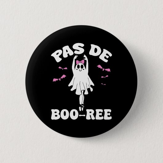 Pas De Boo-ree Funny Ballet Gastgeber Halloween-Ta Button (Vorderseite)