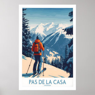 Pas de la Casa Andorra Skidruck Pyrenäen Winter Poster