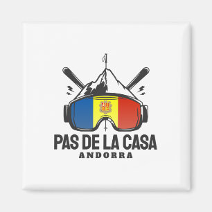 Pas de la Casa Andorra Skigebiet Retro Skigebiet Magnet