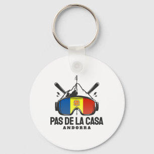Pas de la Casa Andorra Skigebiet Retro Skigebiet Schlüsselanhänger