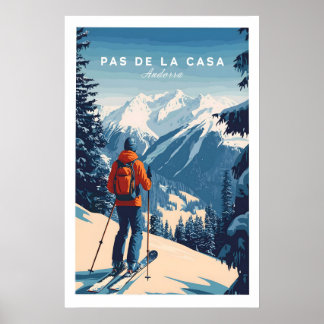 Pas de la Casa Poster Grandvalira Ski Print Schnee