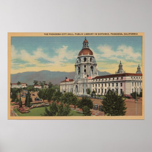 Pasadena, CA - Aussicht auf das Rathaus und das öf Poster (Vorne)