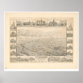 Pasadena, CA. Panoramic Map (1305A) Poster (Vorne)