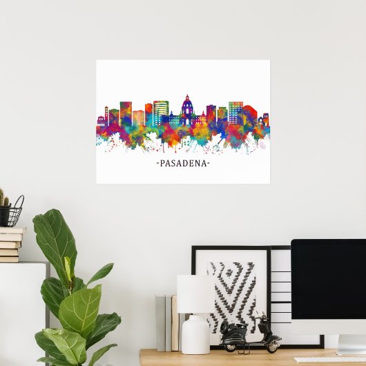 Pasadena California Skyline Poster (Heimbüro)
