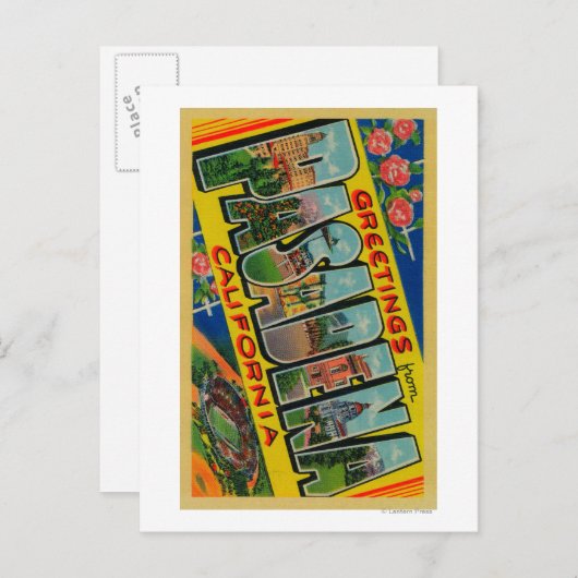 Pasadena, Kalifornien - Große Briefszenen Postkarte (Vorne/Hinten)