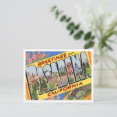 Pasadena, Kalifornien, Vintage Großbuchstaben Post Postkarte (Stehend Vorderseite)