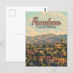 Pasadena Los Angeles Kalifornien Berge Vintage Postkarte