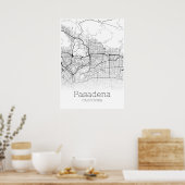 Pasadena Map - Kalifornien - City Map Poster (Küche)