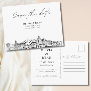 Pasadena Save the Date Postcard Elegante Hochzeit Postkarte
