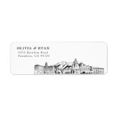 Pasadena Skyline Moderne Rücksendeadressen-Aufkleb (Vorne)