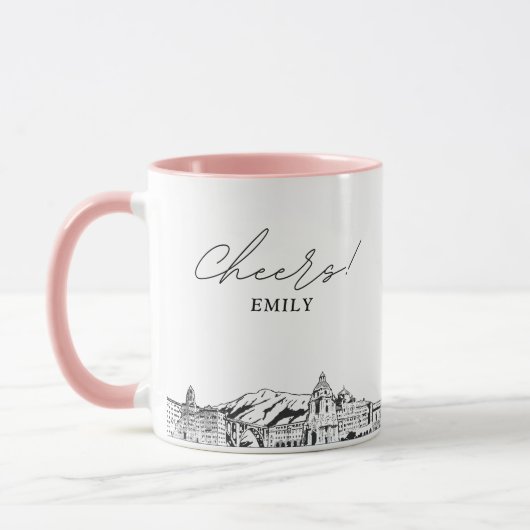 Pasadena Skyline Personalisierte Hochzeitscoffee-T Tasse (Links)