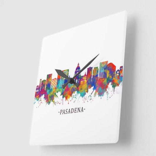 Pasadena Skyline Quadratische Wanduhr (Winkel)