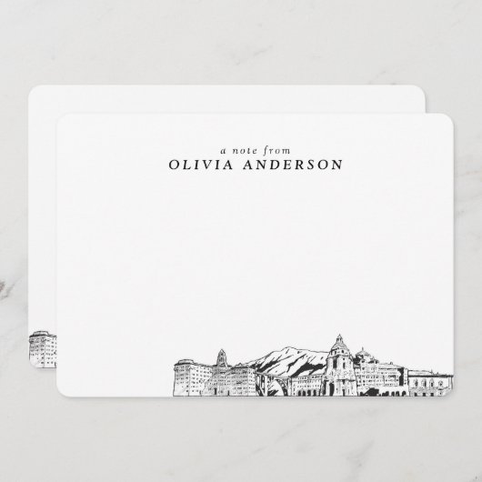 Pasadena Skyline Sketch Personalisierte Mitteilung Mitteilungskarte (Vorne/Hinten)