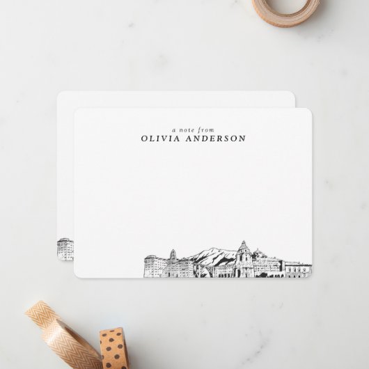 Pasadena Skyline Sketch Personalisierte Mitteilung Mitteilungskarte (Vorderseite/Rückseite Beispiel)