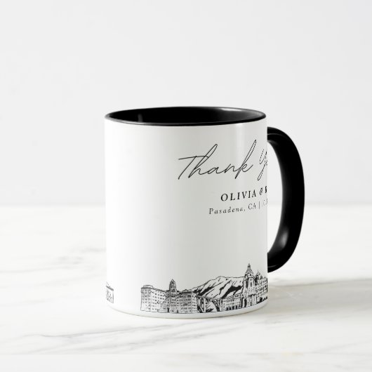 Pasadena Skyline Sketch Simple Custom Wedding Tass Tasse (VorderseiteRechts)