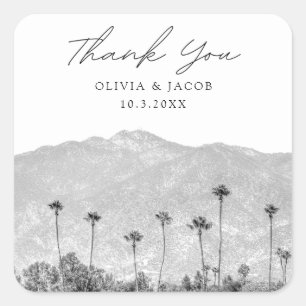 Pasadena Wedding Black & White Vielen Dank Quadratischer Aufkleber
