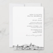 Pasadena Wedding Custom Skyline Sketch Einladung (Vorderseite)