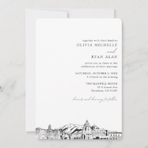 Pasadena Wedding Custom Skyline Sketch Einladung