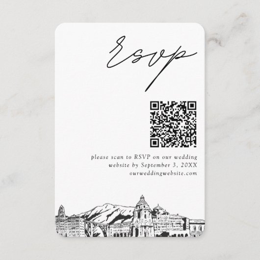 Pasadena Wedding RSVP QR Code Small Enclosure Card Begleitkarte (Vorderseite)