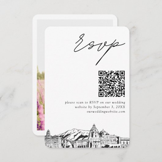 Pasadena Wedding RSVP QR Code Small Enclosure Card Begleitkarte (Vorne/Hinten)