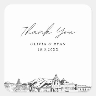 Pasadena Wedding Sehenswürdigkeiten Vielen Dank Quadratischer Aufkleber