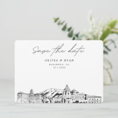 Pasadena Wedding Skyline Save the Date Einladung (Stehend Vorderseite)