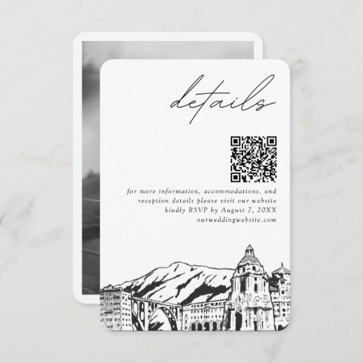 Pasadena Wedding Small Details QR Code Begleitkarte (Vorne/Hinten)