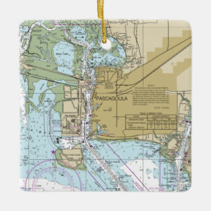 Pascagoula MS Nautische Karte Keramikornament