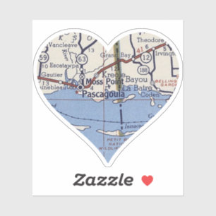 Pascagoula MS Vintage Karte Aufkleber