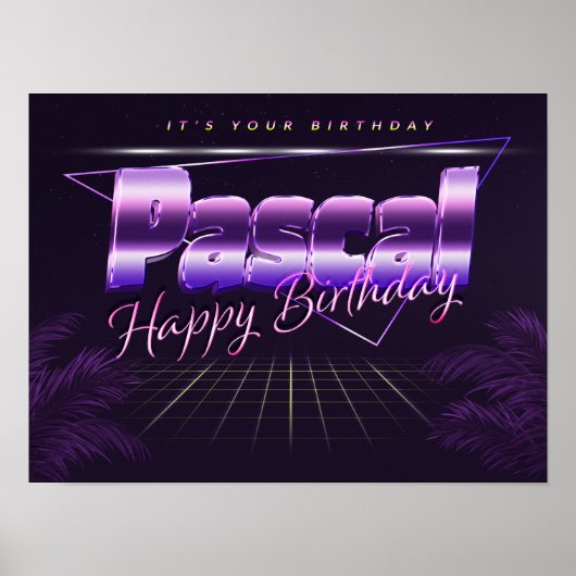 Pascal Name Vorname lila retro Poster Geburtstag (Vorne)