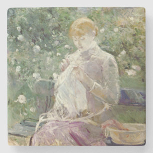 Pasie, das in Bougivals Garten, 1881 näht Steinuntersetzer