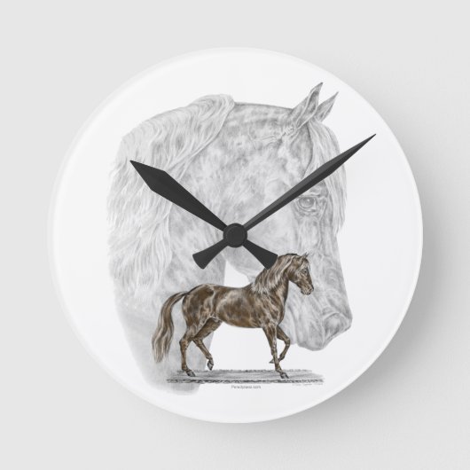 Paso Fino Pferdekunst Runde Wanduhr (Vorderseite)