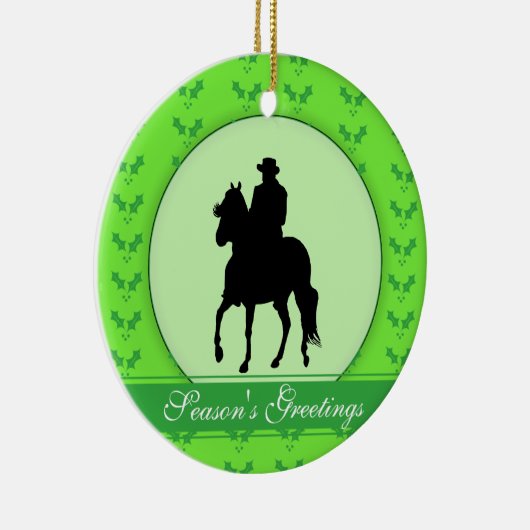 Paso Fino Pferdereiter Holly Season's Greetings Keramikornament (Rechts)