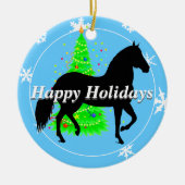 Paso Fino Silhouette Happy Holidays Keramik Ornament (Vorne)
