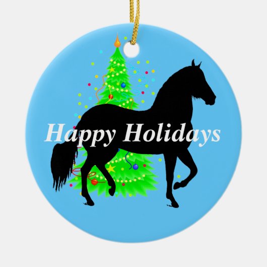 Paso Fino Silhouette Happy Holidays Keramik Ornament (Vorne)