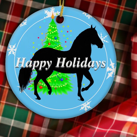 Paso Fino Silhouette Happy Holidays Keramik Ornament